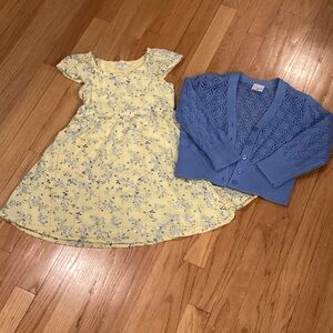 Abercrombie Kids Yellow Floral Girls' Dress with Blue Cardigan